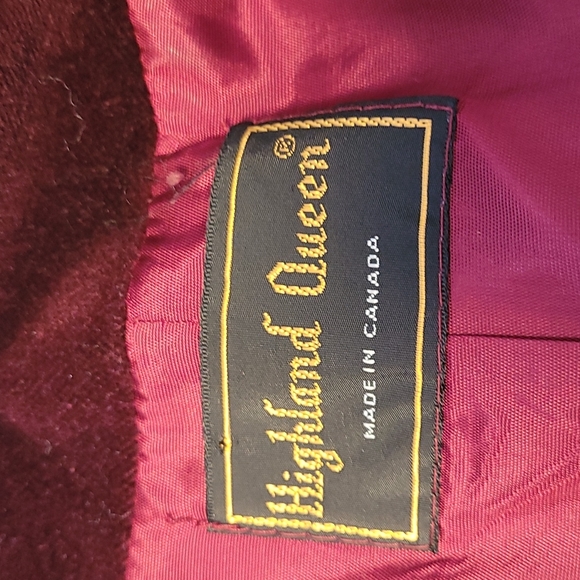 Highland Queen vintage velvet single breasted blazer burgundy fully lined. - Picture 9 of 12